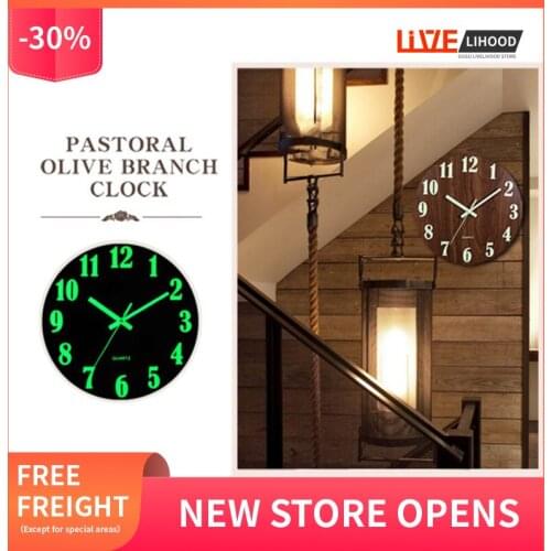 Luminous Wall Clock Living Room 12 Inches Luminous Wooden Clock Digital Wall Clock Mute Wall Clock Simple Living Room Wall Clock