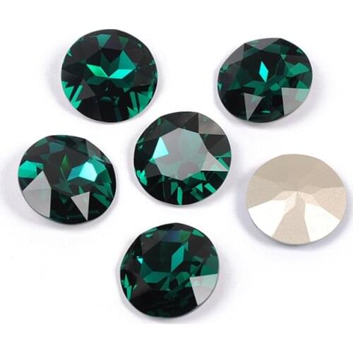 YANRUO 1201 27mm Blue Zircon Round Stones And Crystals Glass Strass Gems Point Back DIY Sewing Rhinestones For Crafts