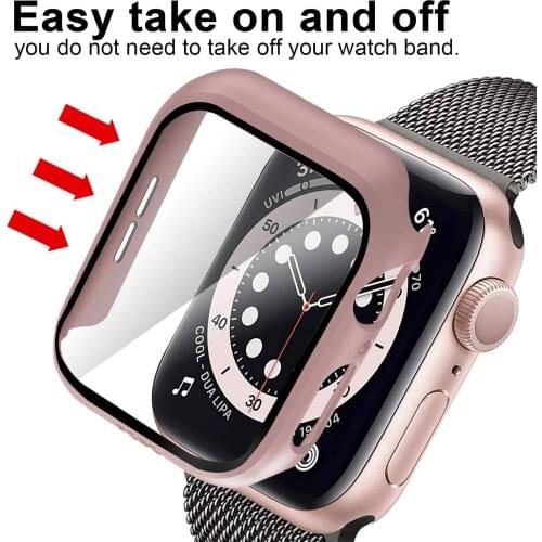 Screen Protector Case for Apple Watch 44mm 40mm42mm 38mm iwatch series SE 6 5 4 3 tempered glass+cover Apple watch Accessories
