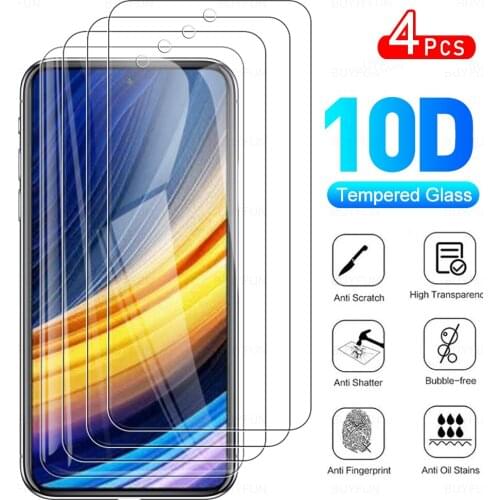 4PCS Full Protective Glass For Xiaomi Poco X3 Pro Phone Tempered Glass Full Cover Protector Film For Poxo PokoF3 F 3 X3Pro X3Nfc