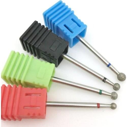 1pcs 3.0-4.0mm Ball Diamond Nail Drill Bit Cuticle Clean Bits For Manicure Rotary Burr Drill Accessories Nail Beauty Tool Mill