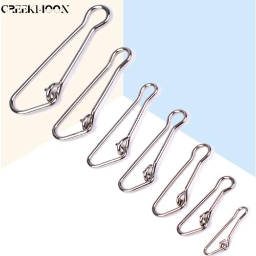 100pcs/Lot Stainless Steel Hook Lock Snap Pin Fishing Barrel Swivel Solid Rings Safety Snaps Hooks Connector Fishing Tackle