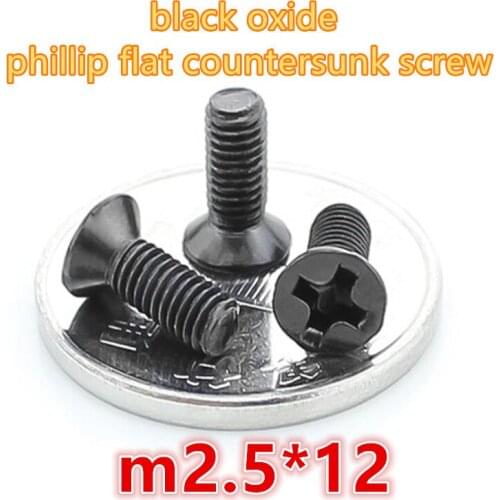 1000pcs m2.5*12 carbon steel with black zinc oxide phillip cross recessed head mini micro electronic screw machine screw