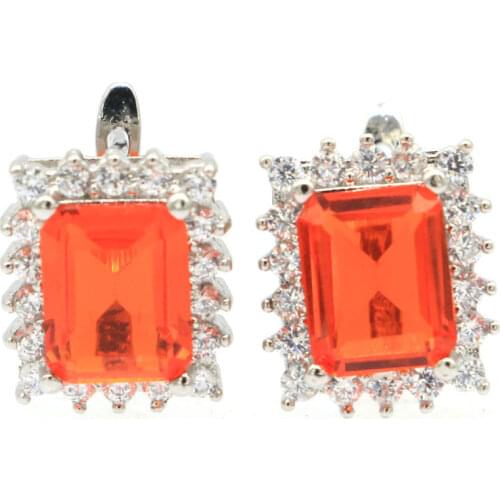 40x20mm Bohemia Design Created Fire Rainbow Mystic Topaz Gift For Girls Silver Earrings