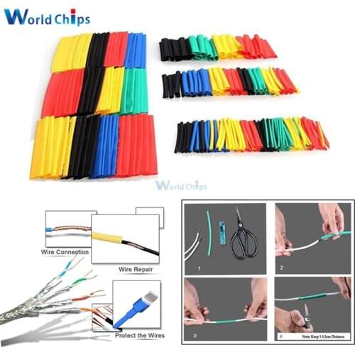 164pcs Set Polyolefin Shrinking Assorted Heat Shrink Tube Wire Cable Insulated Sleeving Tubing Set 2:1 Shrinkable Sleeving Tubes