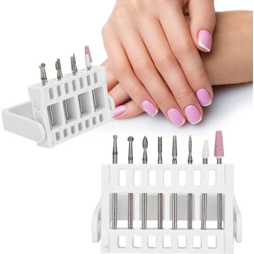 2pcs 16 Holes Nail Drill Bits Display Holder Stand Nail Grinding Head Storage Box Nail Drill Storage Rack Organizer ManicureTool