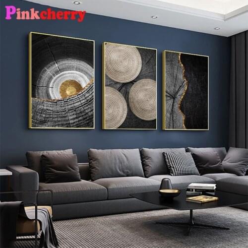 3d round square diamond embroidery Abstract art, golden gray wood texture Diy full diamond painting stitch cross mosaic picture