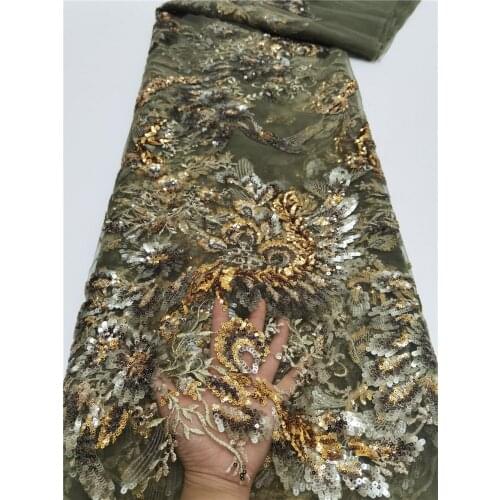 5 Yards Multicolor Sequins Handcut African Net Lace Fabric French Nigerian Tulle Lace Fabric Ghana Dinner Party Dress Sewing FJF