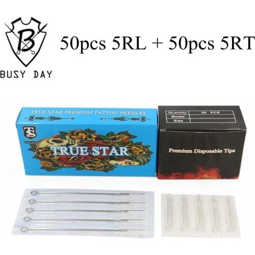 5RL+5RT) 50pcs True star tattoo needles & 50pcs TIP TOP Clear Transparent tattoo tips for free shipping