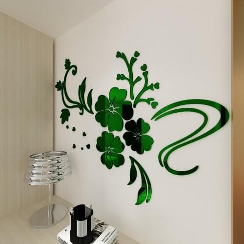Acrylic Home Decoration Wall paste Crystal Stereo Interior Creative Wall Decoration Flower rattan Mirror Wall paste