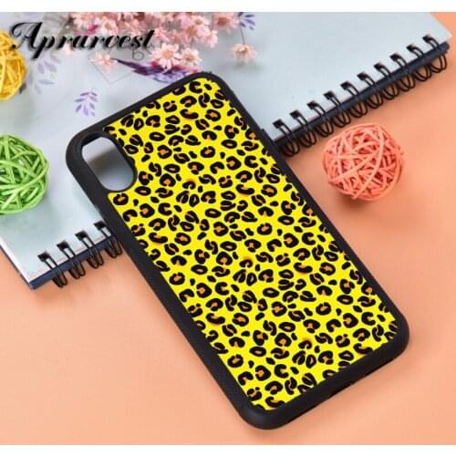 Aprarvest Lemon Yellow Leopard Spots Print Pattern Silicone Phone Case Cover For iPhone 6 6S 7 8 PLUS X XS XR 11 12 MINI PRO MAX