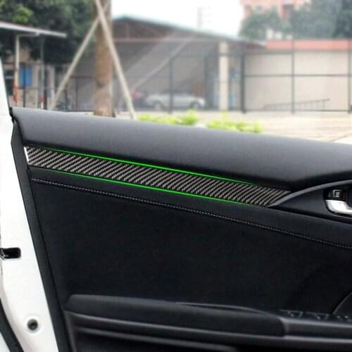 Car Carbon Fiber Interior Window Door Panel Strips Cover Sticker Trim For Honda Civic 10th Gen 2016 2017 2018 2019