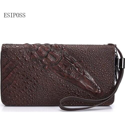 Famous brand wallet men mobile phone bag genuine leather business wallet crocodile pattern men clutch bag card holder wallet