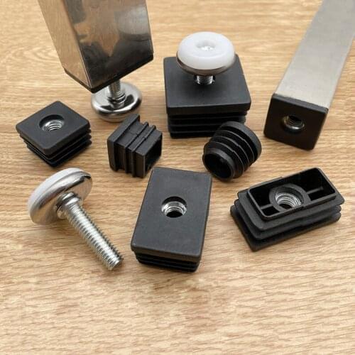Diameter 28*M8*25 length adjustable plastic square tube nut plug tube plug foot pad tube adjustable inner plug