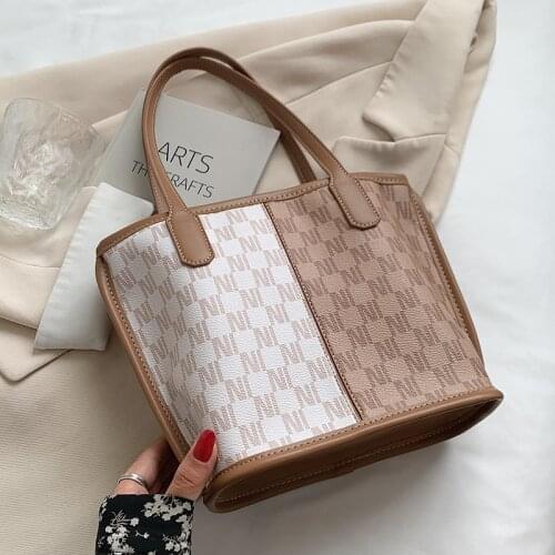 Classic Designer Small Letter PU Leather Composite Tote Handbag for Women 2021 Trends Brand Designer Letter Travel Shoulder Bag