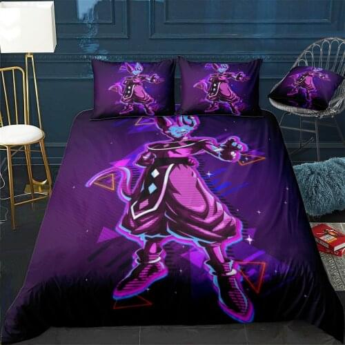 Beerus Quilt Cover Pillowcase 3Piece Comforter Bedding Set With Pillow Case Single Double Duvet Cover Home Decora