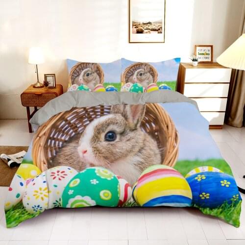 3D Rabbit Pet Duvet Cover Set 2/3Pcs Pink Single King Queen Size Bedding Set For Home Kids Girls Duvet Comforter Quilt Covers
