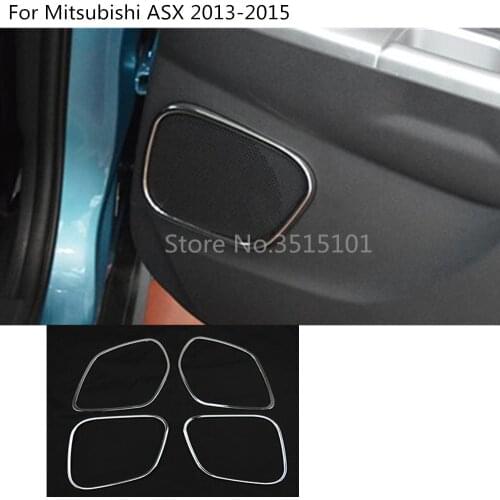 Car Door ABS Chrome Audio Speak Sound Cover Ring Circle Lamp Trim 6pcs For Mitsubishi ASX 2013 2014 2015