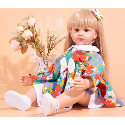 60 CM Reborn Baby Dolls Realistic Cloth Body Long Hair Princess Toddler Brinquedos Doll Toys Dressed Up For Childrens Day Gift