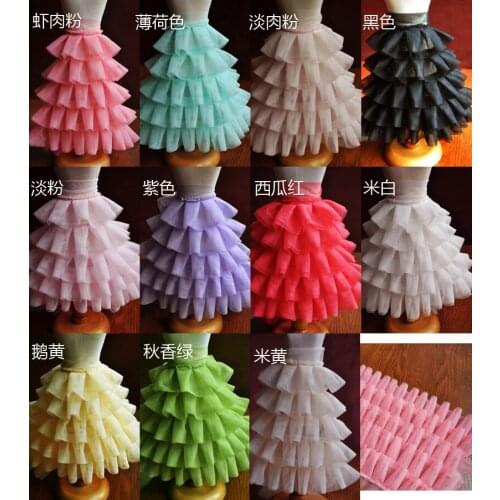 2yards/lot 20cm wide Multi-layer Fold Pleated Mesh Ruffle Lace Trim DIY Handmade Sewing Garment Skirt Hem Accessories Fabric