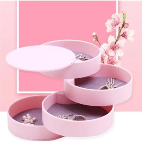 Multi-Layer Jewelry Box Universal Rotatable Storage Case for Earrings Necklace Holder Tabletop Organizer with 720° Makeup Mirror