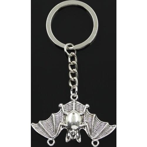 Fashion 30mm Key Ring Metal Key Chain Keychain Jewelry Antique Bronze Silver Color Plated Bat Vampire Dracula 29x47mm Pendant