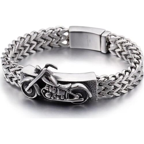 Mens titanium steel bracelet popular motorcycle new jewelry retro stainless steel bracelet
