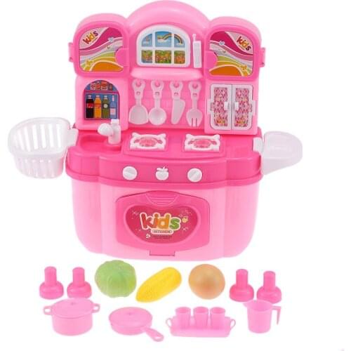 EBOYU(TM) Children Kids Kitchen Cooking Play Toy Set Cabinet Play House Flashing Lights and Music Stove Burners Cooking Food