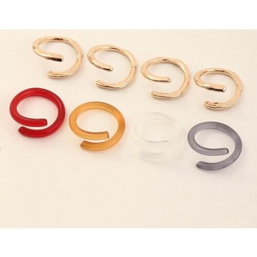 2021 New Fashion Irregularity Open Resizable Rings Gold Metal Colors Resin Ring for Women Minimalism Trendy Korea Style Jewelry