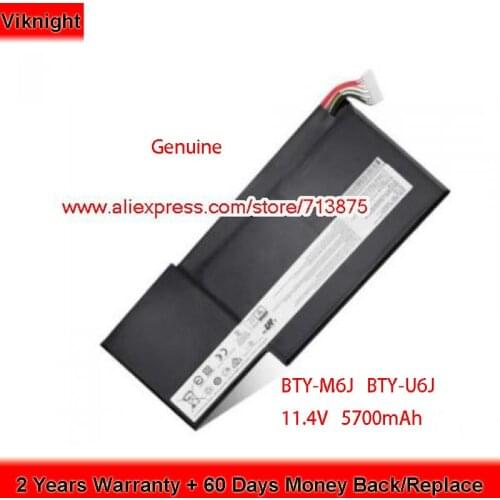 Genuine 11.4V 5700mAh BTY-U6J Battery for Msi GS63VR GS73VR G2180 GF62VR 7RF GS63 7RF 0016K2-468 0016K2-627 BTY-M6J