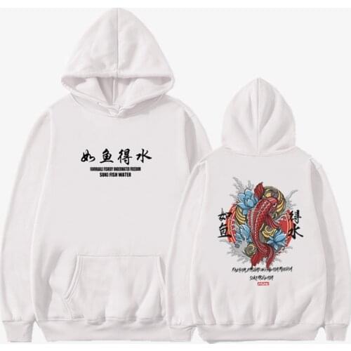 Autumn Winter Fashion New Products Mens Cool Mens Hip Hop Hoodie Japanese Koi Casual Sweatshirt Streetwear Men/Women Clothing