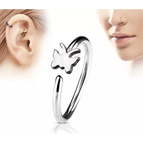 Animal butterfly Stainless Steel Nose Ring Open Hoop Piercing Earring Body Piercing Nose Studs for Women Jewelry gifts