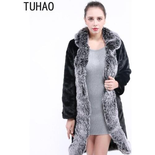 Faux Long Fur Coat ImiTtion Mink Fox Fur Collar Long Sleeve Open Stitch Faux Fur Coats Ropa Invierno Mujer TJFW175