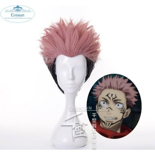 Anime Jujutsu Kaisen Ryomen Sukuna Cosplay Wig Costume Short Heat Resistant Synthetic Hair Halloween Carnival Party