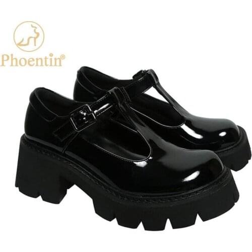 Phoentin Japanese Mary Jane shoes 2021 thick-soled college style Round Toe high heels Women retro Shoes T-strap Pumps FT1396