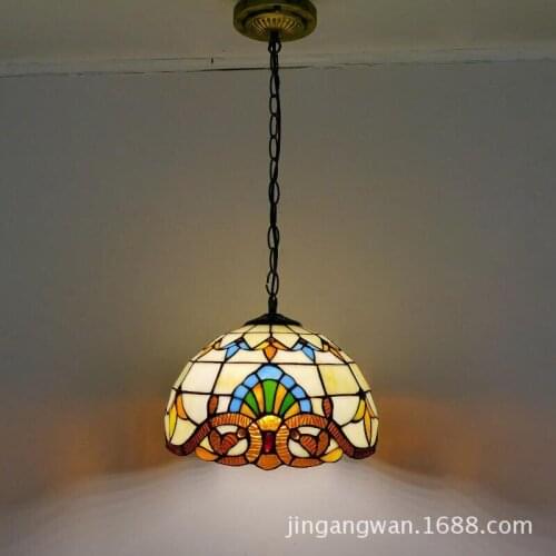 Pendant lights Stained Glass Chain Lighting Suspended Luminaire for Home Parlor Dining Room Lamps E27 110-240V