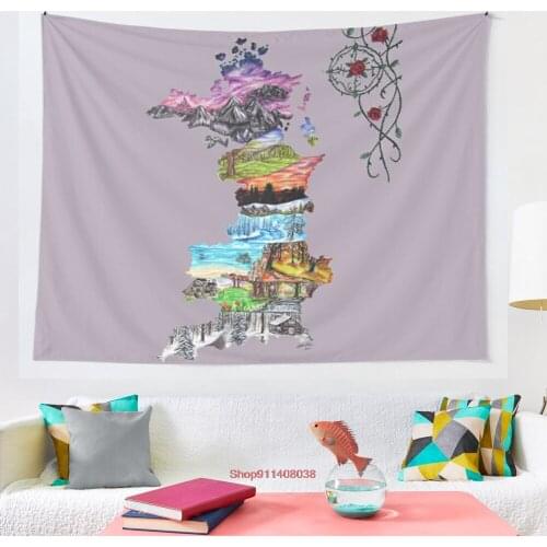 Prythian with Compass and Roses tapestry Art Tapestry Ins Tapestry Household Bedside Decoration Cloth Hanging Tapiz