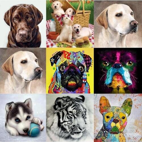Crafts DIY 5D Full Diamond Painting Animal Dog Cross Stitch Diamond Mosaic Embroidery Needlework Rhinestone Gift Christmas KL68