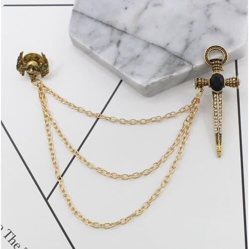 Fashion Vintage Mens Brooch Pins Multilayer Tassel Sword Brooch Universal Cross Brooch Gold And Brooch Ladies Men Jewelry Gifts