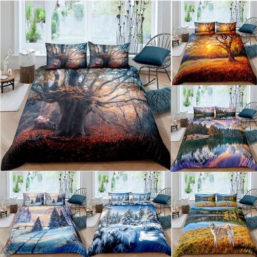 Luxury Home Textiles Natural Scenery Seasons Duvet Cover Set King Queen Size Bedspread Bedding Set With Pillowcase Bedclothes