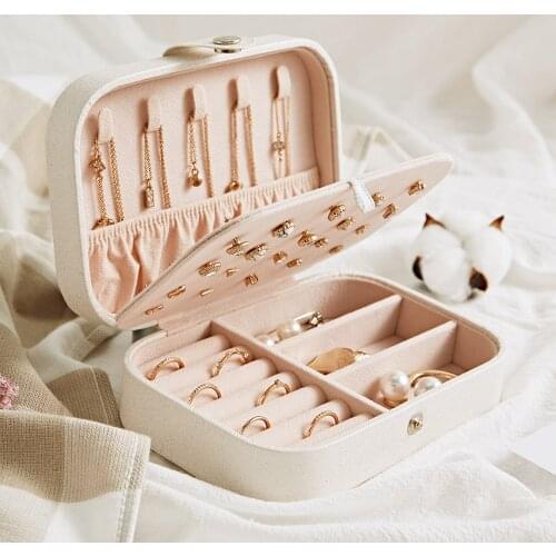 PU Leather Jewelry Box Storage Box Ring Display Lady Case Portable Jewelry Organizer for Necklaces Joyeros Organizador De Joyas