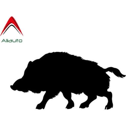 Aliauto Reflective Car Stickers Fun Animals Boar Sunscreen Waterproof Decals Automobile Decoration Black/silver,15cm*7cm