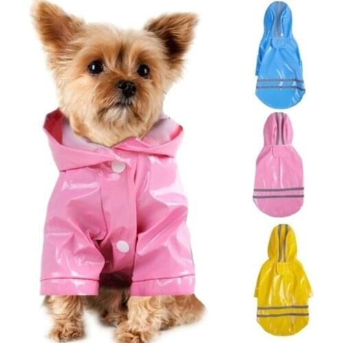 Reflective PU Puppy Pet Raincoat Waterproof Dog Jacket Hooded Dog Rain Coat With Leash Hole Clothes For Small Dogs Cats