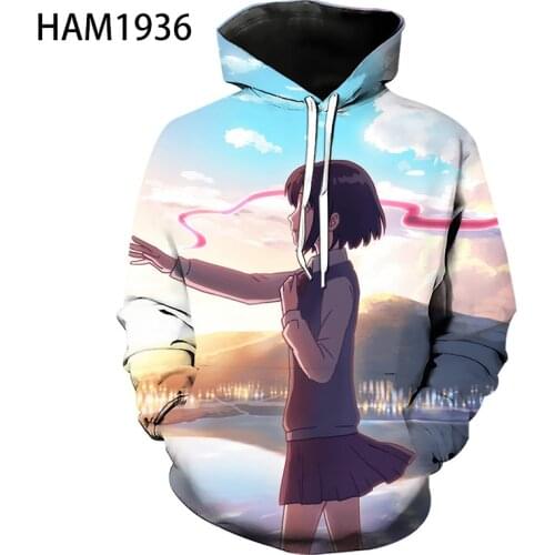 Your name 3D Japanese Anime Print Sweatshirt Mens and Womens Spring and Autumn Childrens Loose Casual Hoodie