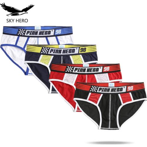 4pcs/pack Mens Briefs Cotton Male Sexy Panties New 2021 Funny Underwear Mesh Man Mini Shorts Beach Bikini Underpants Pouch