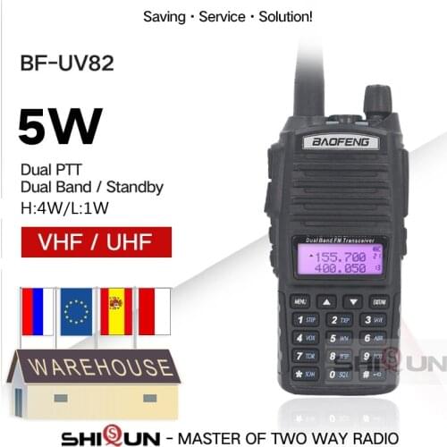 Origina BaoFeng UV-82 5W Baofeng UV 82 Walkie Talkie Dual Band UHF VHF Dual PTT Two Way Radio Long Range 5W Ham Radios BF-UV82