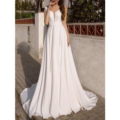 Foreign Trade Cross-Border New A-Line Tail Wedding Dress, Satin One-Shoulder Sexy Slim Dress, White Beige Can Be Customized