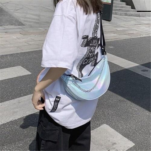 Women Laser Shoulder Bag Waterproof Big Capacity Ins Easy to Match Students Fashion Minimalist Crossbody Pink Blue White