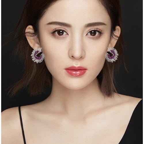 2020 New Year Multicolor Fashion Full Cubic Zirconia Statement Earrings Inlaid Fashion Jewelry Large Earrings Womens Earrings G