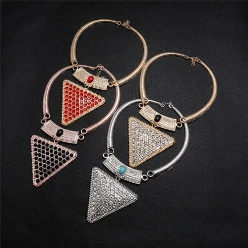 LZHLQ 4 Colors Women Metal Choker Necklaces Multilayer Twist Torques String Geometric Clavicle Chain Punk Jewelry